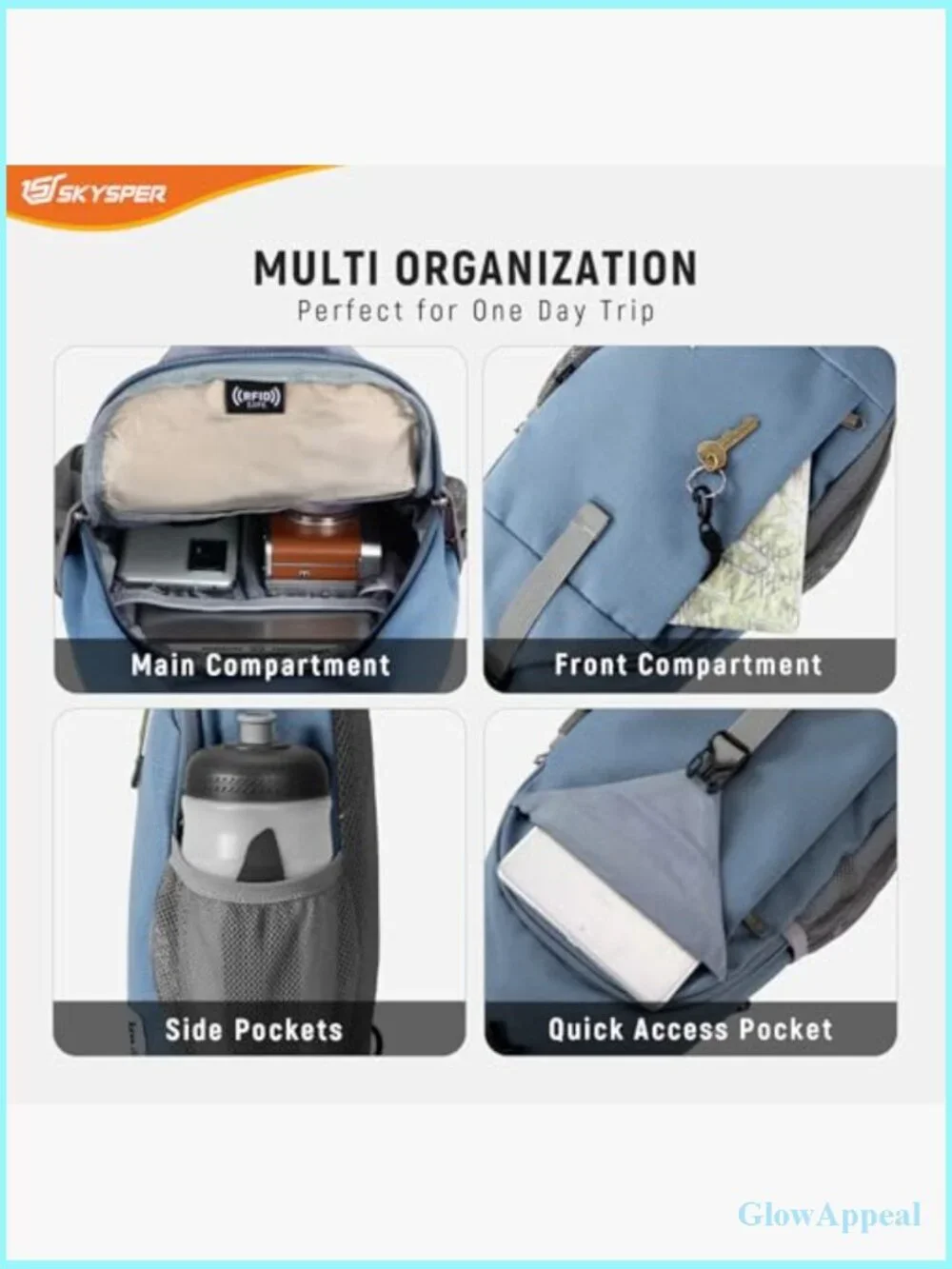 RFID Sling Bag Cross Body Backpack Travel Daypack